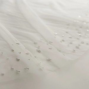 A.B Ellie Nova Edge Veil | Beaded Edge Fingertip Veil - Soft Tulle Veil
